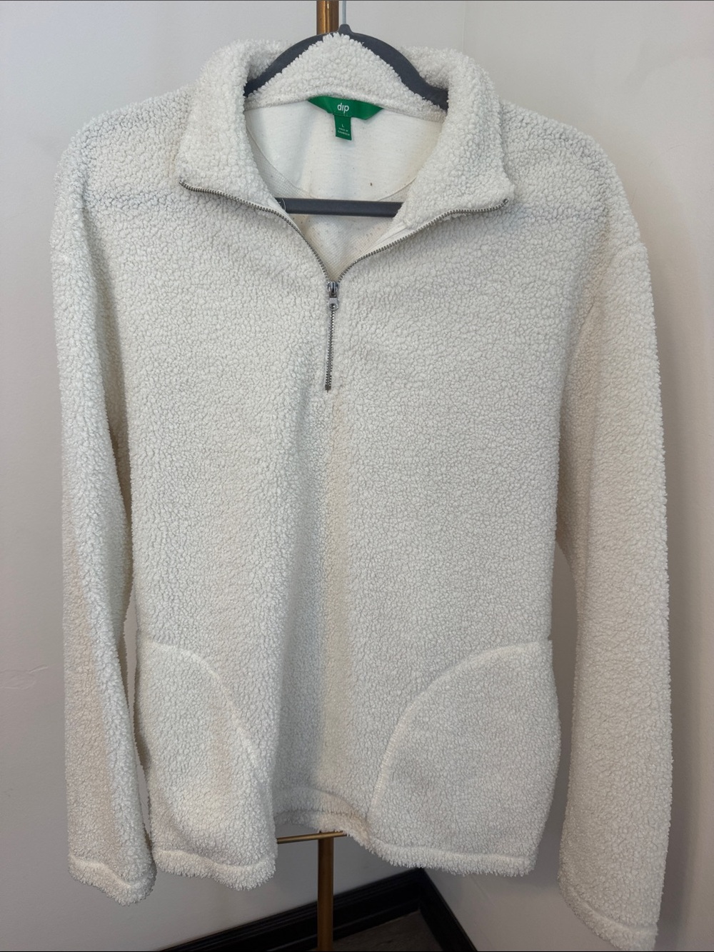 dip Cream Sherpa Quarter-Zip Pullover